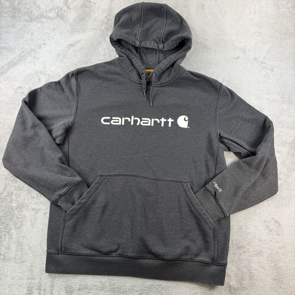 Carhartt Force Hoodie Men's L Dark Gray Relaxed Fit Long Sleeve Pockets